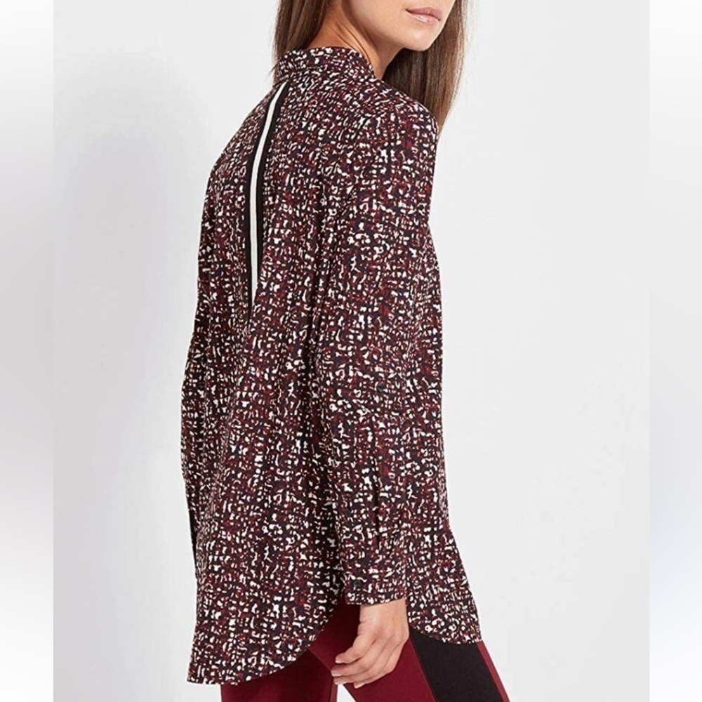 Lysse MEDIUM Wren Button Down Shirt Tunic Career Blouse Ruby Red